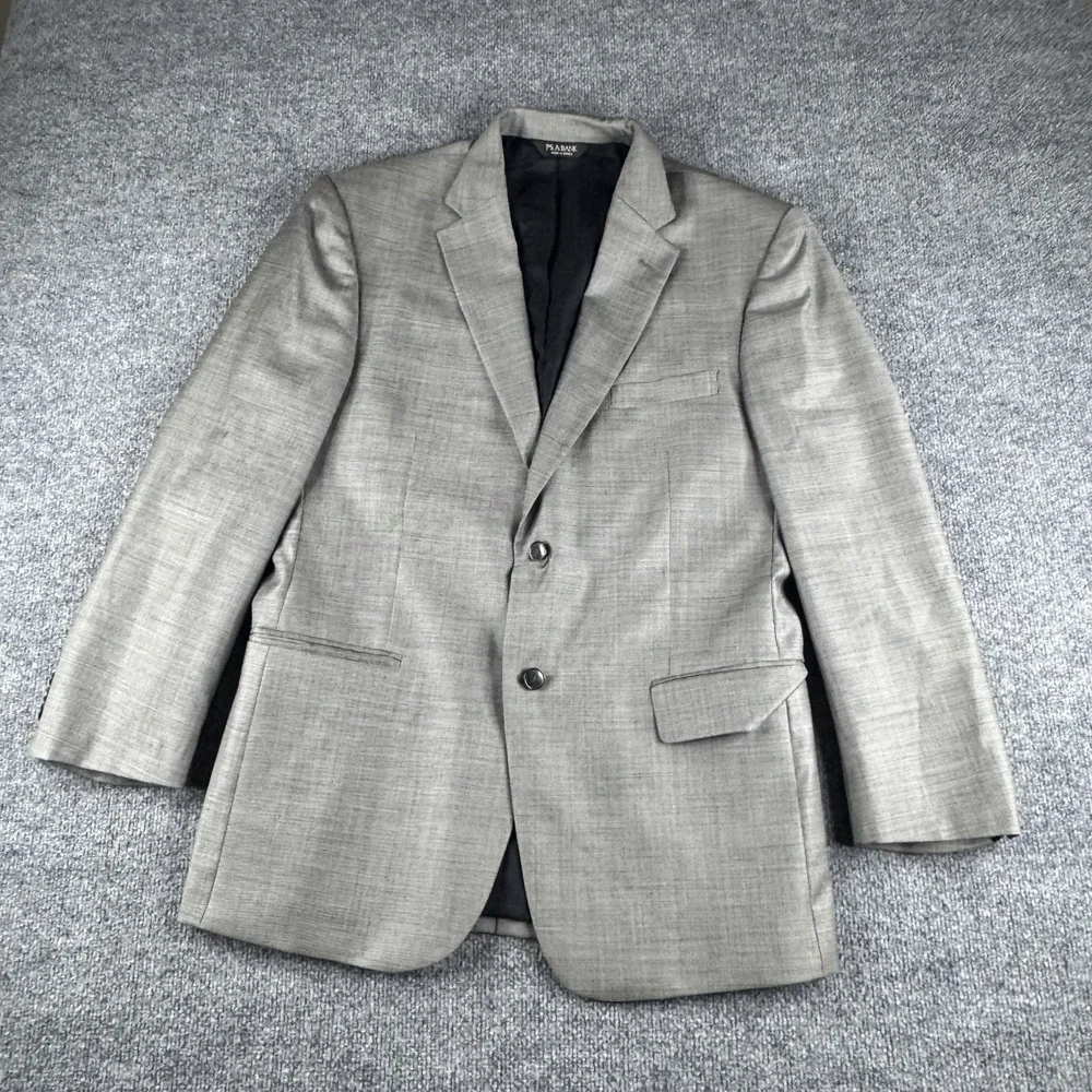 Jos A Bank Gordon Blazer Mens 41R Gray Traveler Windowpane‎ Wool Sport Coat